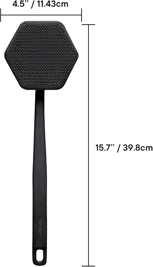 TOOLETRIES Silicone Back Scrubber for Shower, Bath Brush - Glacier | Long ergonomic handle and non-slip grip make exfoliating hard-to-reach areas simple and comfortable.