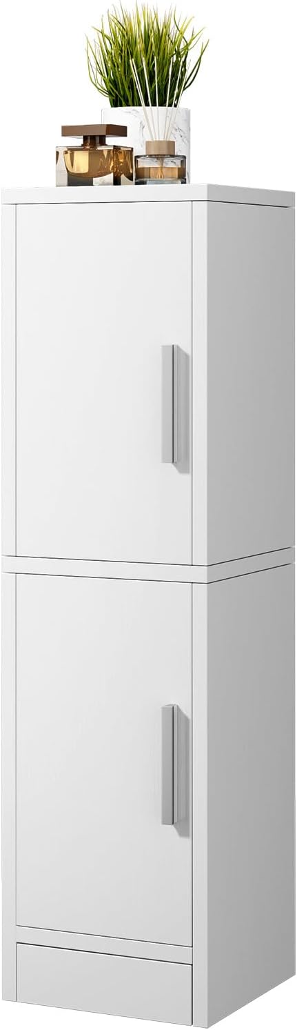 IBUYKE Small Bathroom Storage Cabinet, Narrow Beside Tolite Cabinet with 2 Doors & Adjustable Shelf, Small Bathroom Organizer, Space-Saving Storage Solution for Toilet, Laundry Room UWBS002W