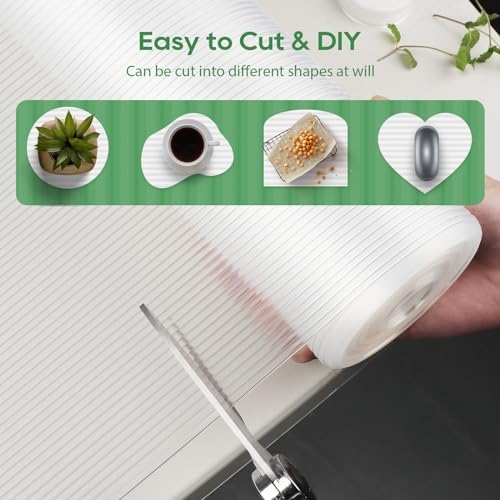 Anoak Shelf Liner Cabinet Liner, Non Adhesive Drawer Liner, Washable 12 Inch x 30 FT(360 Inch) Waterproof Durable Non-Slip Shelf Liner for Kitchen, Drawer, Refrigerator Stripe Clear