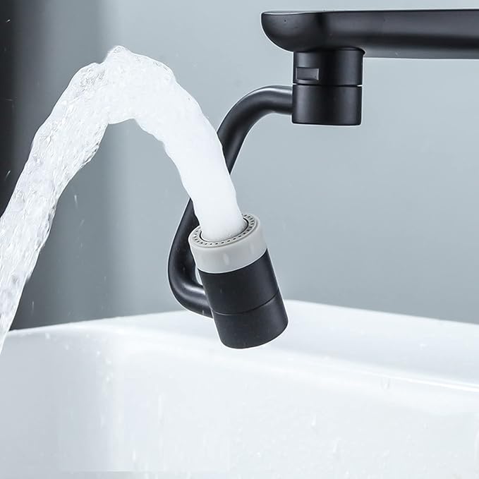 LikeHome 2 Packs Matte Black Rotating Faucet Extender Aerator, Solid Brass, Chrome Finish, Dual-Function 2-Flow Sprayer, 1080 Swivel, Easy to Install, WaterSense, NSF 61