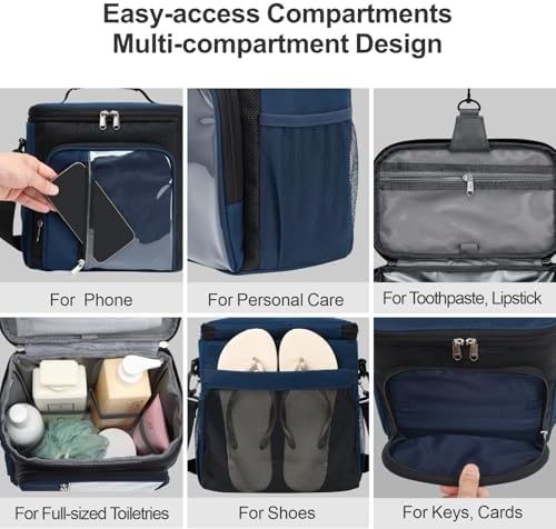 F-color Crossbody Shower Caddy Portable - Shower Bag with Hands-Free Strap