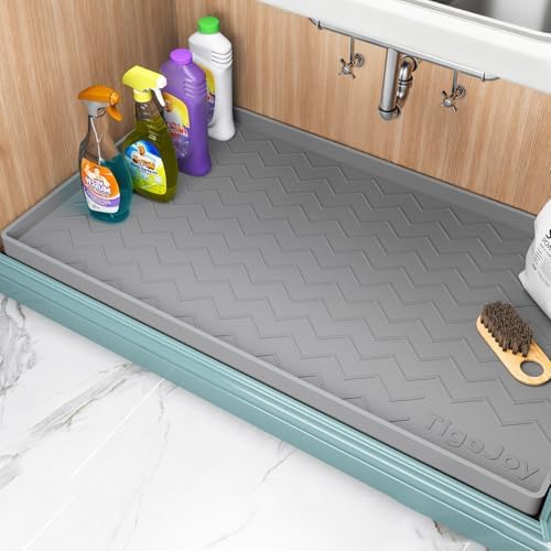 TigeJoy Under Sink Mats for Kitchen Waterproof 31" x 19", Cabinet Liner
