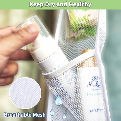 Mesh Shower Caddy Hanging,Hanging Organizer with 7 Pockets,Made of Premium Polyester,as a Hanging Mesh Organizer for the Bathroom of Your Home, Camper, RV, Or Cruise(2Pack)