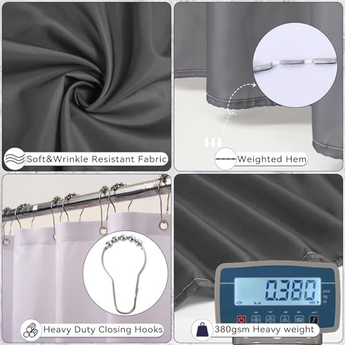 XLHOMO Bathroom Accessories Set, Grey Bathroom Set, Shower Curtain Set