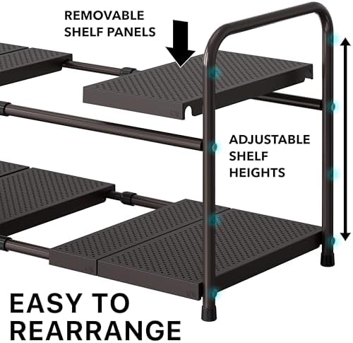Simple Houseware Under Sink 2-Tier Heavy Duty Expandable Organizer, Bronze