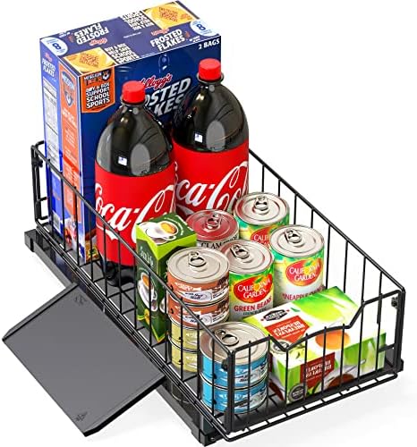 Simple Houseware Pull-Out Cabinet Sliding Basket, 17.2Dx9.7Wx5H, Black