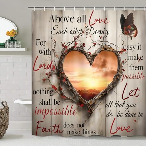AZHM 4pcs Shower Curtain Set Sunset Bathroom Sets with Rugs 71 * 71 in