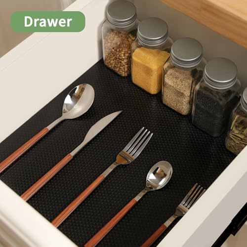 Shelf Liners 19 inch x 20 ft Shelf Liners for Kitchen cabinets nonstick Shelf Lining Drawer Mats EVA Protector for Cupboard (Black,19 inch x 20 ft)