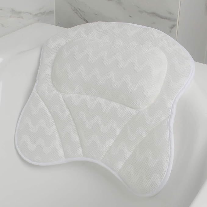 Bath Pillow with Large Non-slip Suction Cups, Ergonomic Bathtub Cushion for Neck, Back & Shoulder Support Bath Accessories for Jacuzzi, Hot Tub