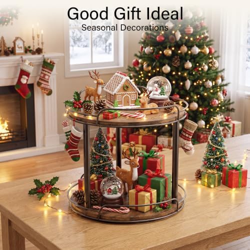 2-Tier Lazy Susan Spice Rack, 12'' Rotating Turntable for Cabinet
