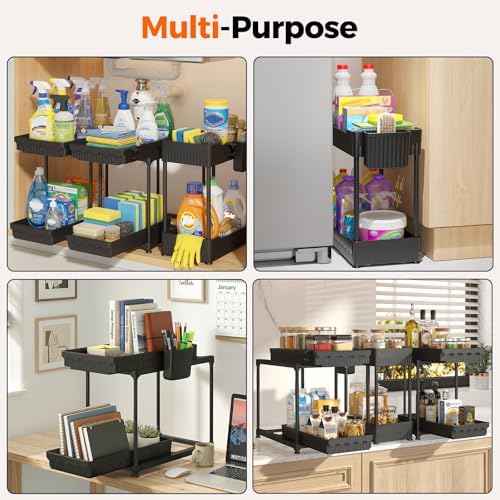 Sevenblue 3-Pack 2-Tier Under Sink Organizers with Sliding Drawers