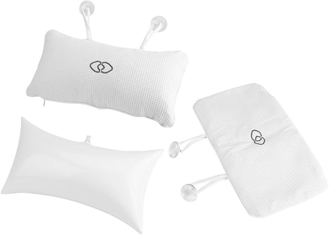 Inflatable Bath Pillows for Tub, Non-Slip Bathtub Spa Pillow Bath Cushion with Suction Cups Head Neck Support, Bathing Accessories