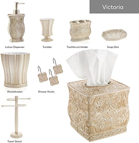 Creative Scents Victoria Beige 4 Piece Resin Bathroom Accessories Set