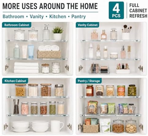 SELFIE CAT 4 Pack 13 x 2.99 x 0.31 in Medicine Cabinet Replacement Shelves