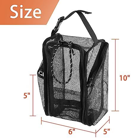 Cosmos Mesh Shower Caddy Toiletry Organizer Hanging Shower Tote Bag, Quick Dry Shower Organizer Portable Bath Bag with Durable Zippers & Side Pockets for Travel, Gym, Swimming, Beach and Camp