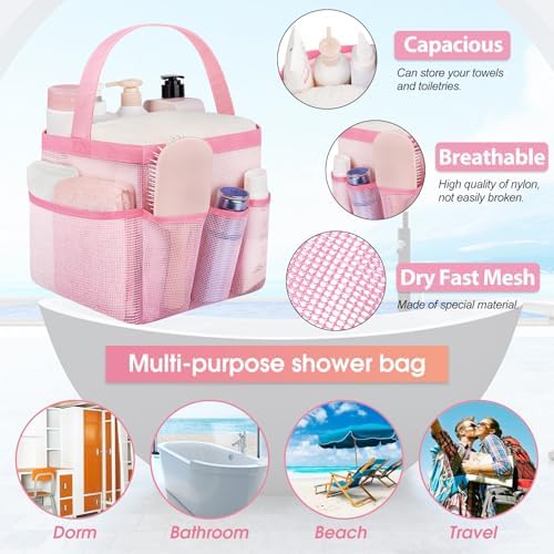 Mesh Shower Caddy Portable - 9 Pockets for College Dorm Room Essential
