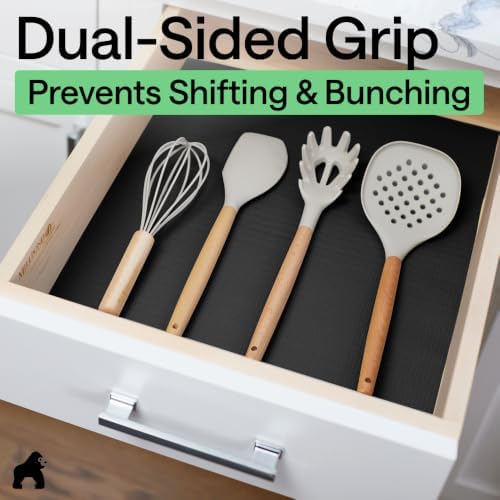 GORILLA GRIP Shelf Liner, Kitchen Drawer Protector, 17.5x120 Black