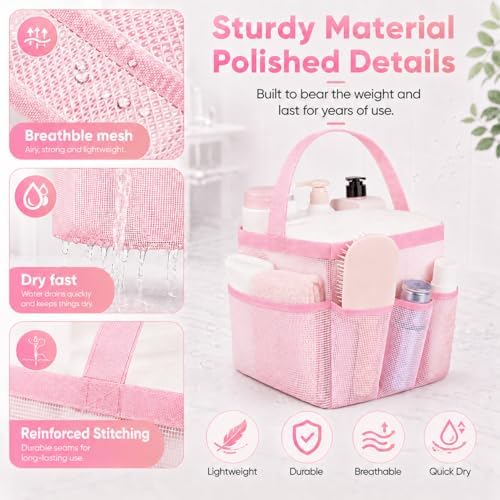 Mesh Shower Caddy Portable - 9 Pockets for College Dorm Room Essential