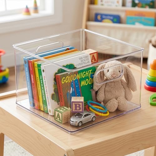 BINO | Stackable Plastic Storage Bins, Clear | THE CLARUS COLLECTION | Pantry Organizers and Storage Containers | Fridge Organizer Bins | Kitchen Cabinet Organizer | Medicine Cabinet Bin