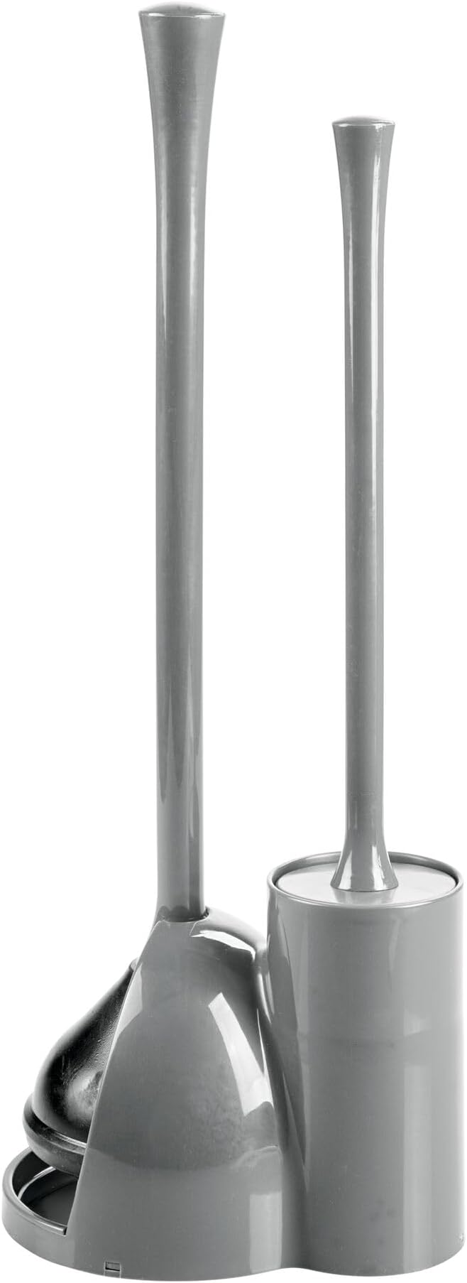 iDesign Compact Toilet Brush and Plunger Set, Gray | Bathroom Cleaning, Storage