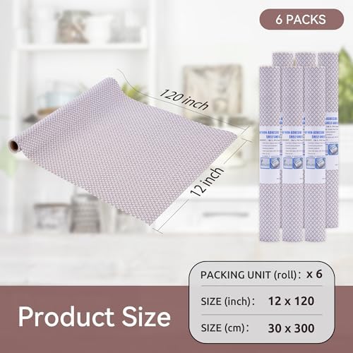FIFTY FEET 12"x120" Non-Adhesive Shelf Liner for Kitchen Cabinets and Drawers, Washable Non-Slip PVC Cabinet Liner (Red Circle)(6 Roll)