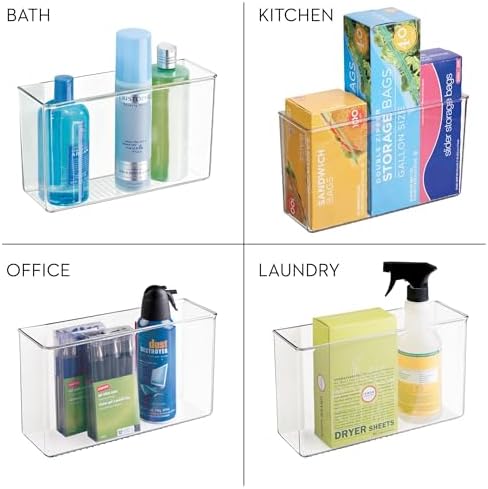 iDesign Adhesive Organizer Bin, Set of 2, Clear