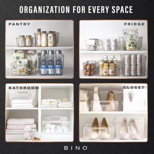 BINO | Plastic Storage Bins, X-Small - 15 Pack | THE LUCID COLLECTION | Multi-Use Built-In Handles BPA-Free Clear Storage Containers | Fridge Organizer | Pantry & Home Organization