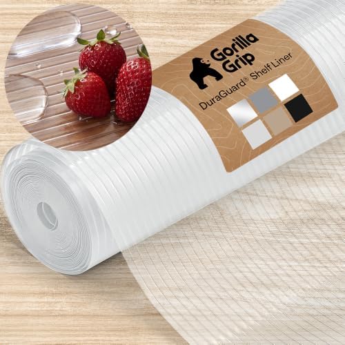 GORILLA GRIP Shelf Liner, Non-Adhesive Cabinet Liners, 12"x20' Clear