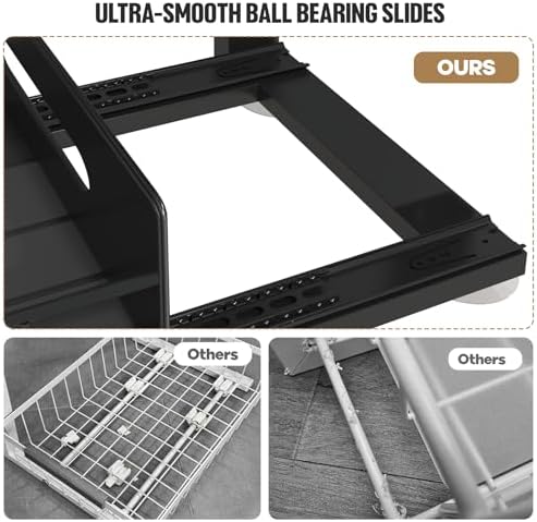 Under Sink Organizer Upgrade To Professional Rails,2-Tier Dual Pull Out Cabinet Storage,Height Adjustable Slide Out Drawers For Bathroom Kitchen,2 Pack-14.5" Dx12.8-16.9" H,Black