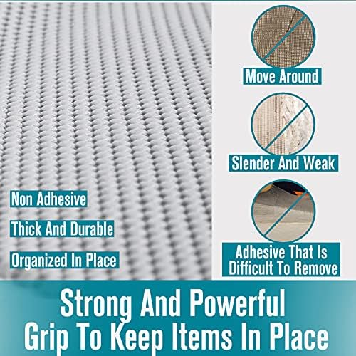Shelf and Drawer Liner for Kitchen Cabinets Non-Adhesive, Non Slip Durable Strong Clean Long Size 12 Inches X 20 Feet, Shelves, Cabinets, Storage, Kitchen and Desks, Silver Gray