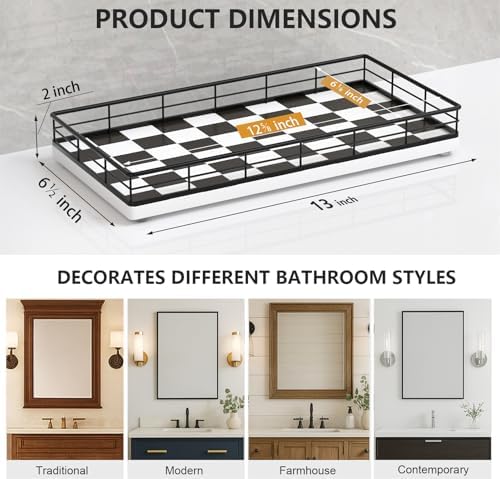 Toilet Paper Basket Organizer, Oak Wood Toilet Tank Tray with Metal Frame