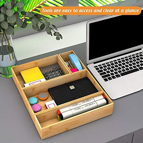 Bamboo Kitchen Drawer Organizer 12"x 6", Storage Box for Utensil Organizer
