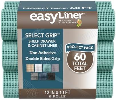 EasyLiner Select Grip Shelf Liner for Drawers & Cabinets - Easy to Install & Cut to Fit - Non Slip Non Adhesive Grip Shelf Liner for Kitchen Drawers, Bathroom, Pantry - 12in x 10ft Fern Green, 6 Rolls