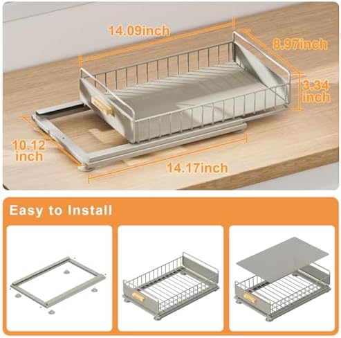 Under Sink Organizer, 2 Packs Under Sink Organizers and Storage, Slide Out Pull Out Cabinet Organizer Shelf with Metal Drawers for Kitchen Bathroom Pantry, Gray