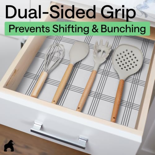 GORILLA GRIP Shelf Liner, Kitchen Drawer Protector, 20x240 Gray White