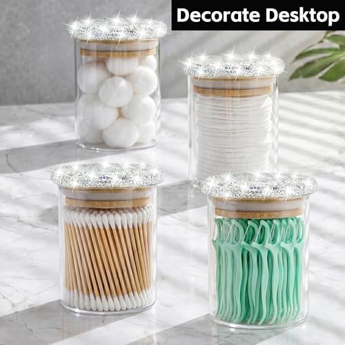 SlowVibes Bling Glass Qtip Holder, 4 Pack,Anti dust and moisture
