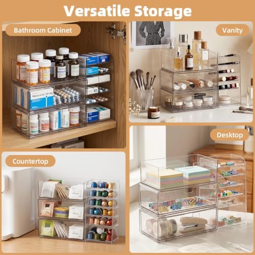 Stackable Medicine Cabinet Organizer for Bathroom, 4 Pack