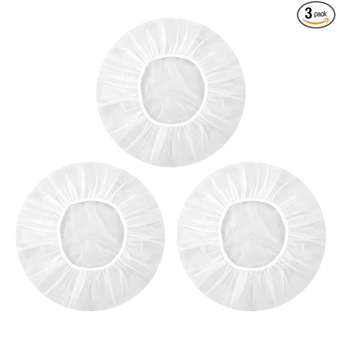 3 Pack Reusable Waterproof Shower Caps Bath Caps for Women | 10.6 In Fit, with Elastic Band, Lightweight for Travel, for Shower, Makeup, Spa, Cooking