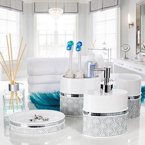 Creative Scents Mirror Damask Grey and White Soap Dispenser