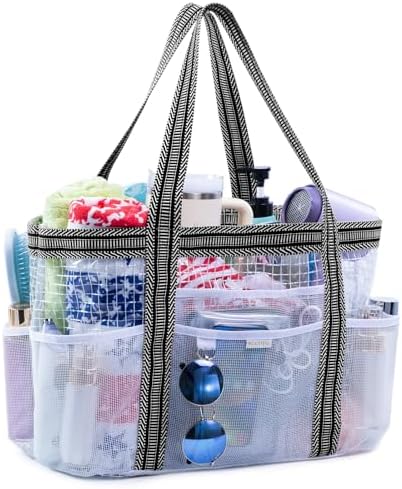 Large Mesh Shower Caddy – Portable ShowerTote with Waterproof Phone Pouch – Quick Dry Shower Bag with Separate Dry & Wet Zones for College Dorm, Gym, Beach Tote, Camping, Travel Essentials