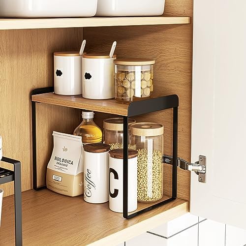Mitus Stacking Wood Shelf Organizer, Counter Cabinet Storage Rack, 16 inch