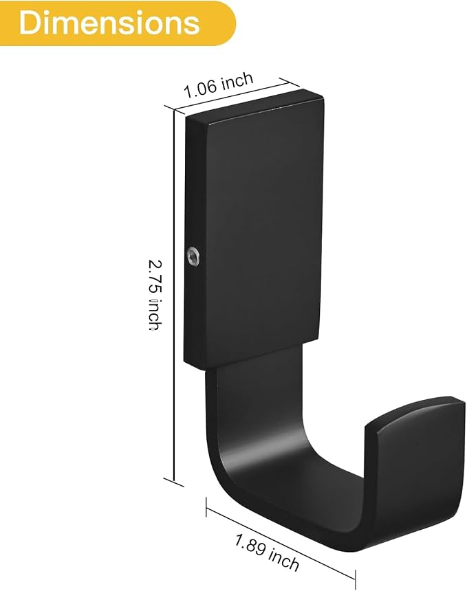 BESy Brass Clothes Hook Single Towel Hook for Bathroom Kitchen Garage Square Style Robe Hooks Coat and Hat Hook, Wall Mounted with Screws, Matte Black
