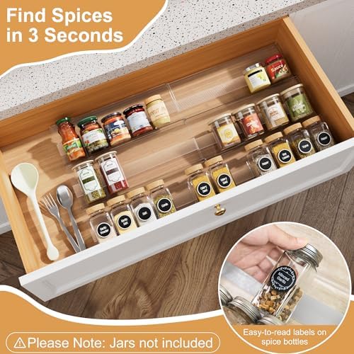 6-Pack Spice Drawer Organizer Insert (Expandable from 13" to 26")