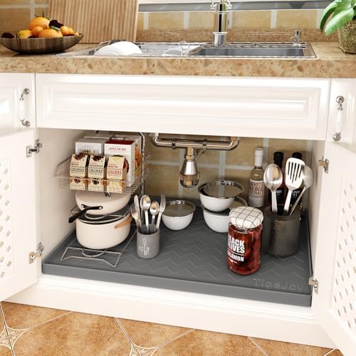 TigeJoy Under Sink Mats for Kitchen Waterproof 40" x 19", Cabinet Liner