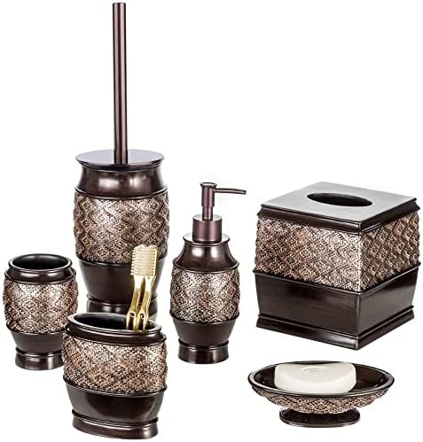 Creative Scents Dublin Brown 6 Piece Resin Bathroom Accessories Set