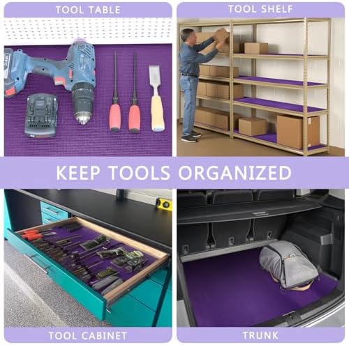 Foam Toolbox Liner Drawer Liner, Non-Slip Shelf Liners 24"W x 288"L Purple
