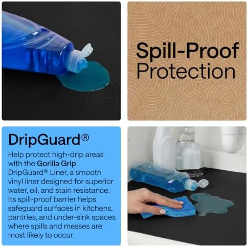 GORILLA GRIP Shelf Liner, Kitchen Drawer Protector, 17.5x240 Black