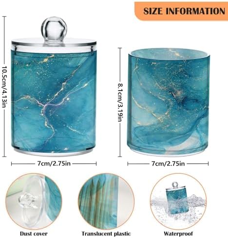 MNSRUU 4 Pack Qtip Holder Organizer Dispenser Blue Marble Abstract Fluid Art Bathroom Containers Bathroom Vanity Storage Canister Apothecary Jars for Cotton Swabs/Pads/Floss