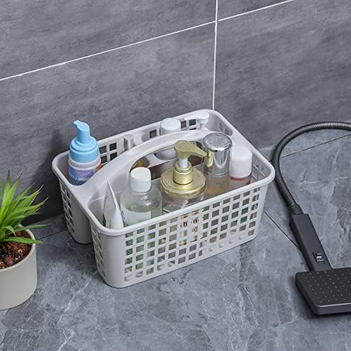Portable Shower Caddy Basket Plastic Storage Basket with Divided Light Grey