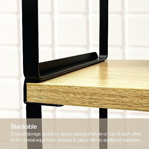 Mitus Stacking Wood Shelf Organizer, Counter Cabinet Storage Rack, 16 inch